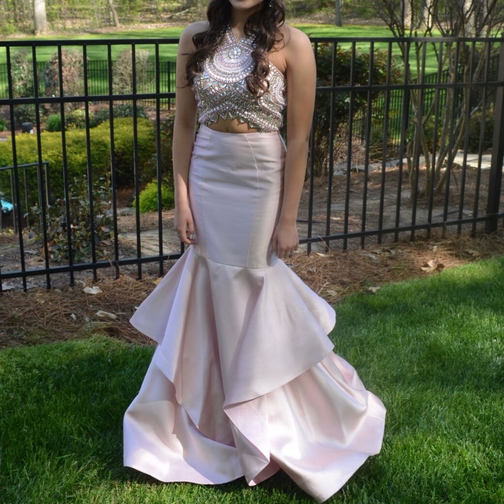 One of a Kind Light pink Mermaid style Prom Dress